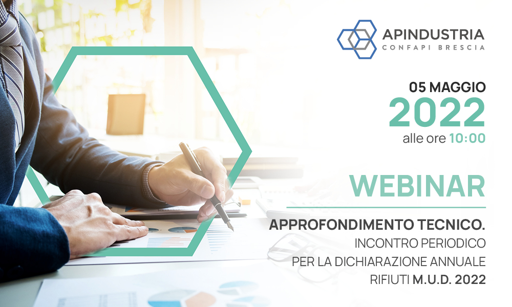 WEBINAR “Approfondimento Tecnico. Incontro periodico per la dichiarazione annuale rifiuti M.U.D. 2022” – Giovedì 5 maggio ore 10:00