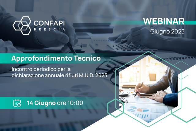 WEBINAR “Approfondimento Tecnico. Incontro periodico per la dichiarazione annuale rifiuti M.U.D. 2023” – Mercoledì 14 giugno ore 10:00